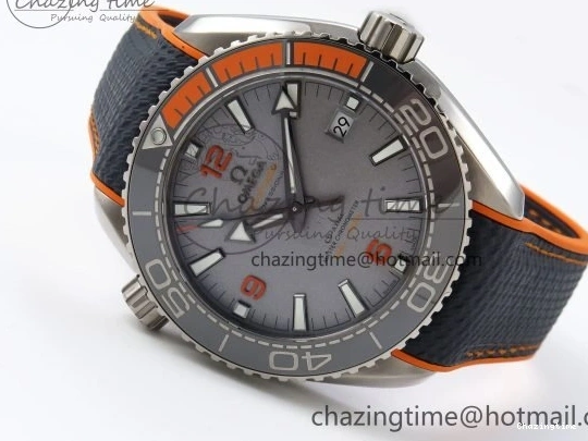 0210 Comfortable Planet Ocean 43.5mm SS VSF 1:1 Best Edition Black Orange Bezel Gray Dial on Nylon Strap A8900 Super Clone V 7730
